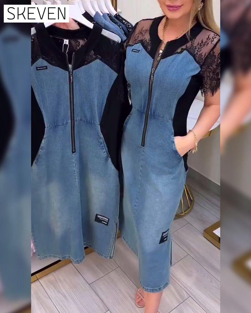 Kleid mit Spitzenärmeln – Modisches Design
