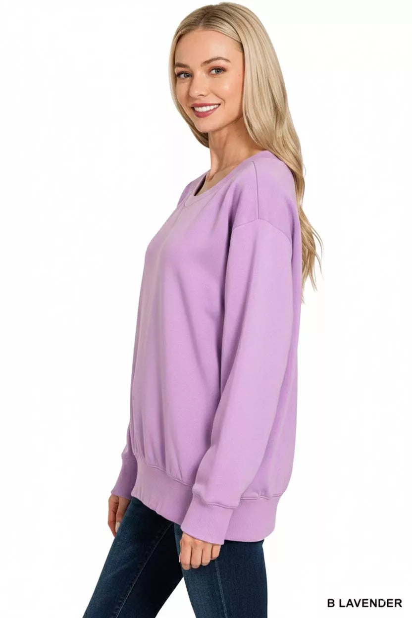 Zenana Fleece-Sweatshirt mit Bootsausschnitt