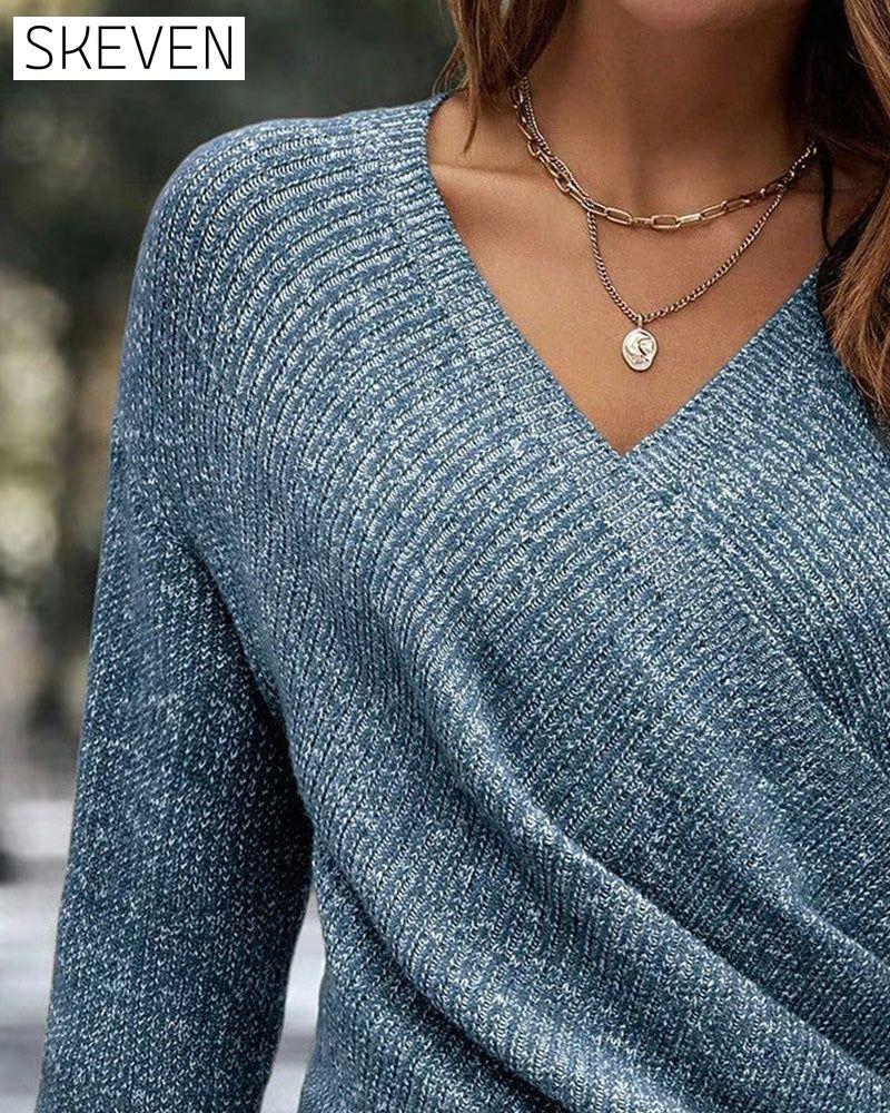 Elegant V-Neck Ruched Pullover