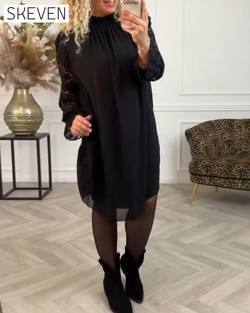 Elegant Hollow Shift dress with Lace