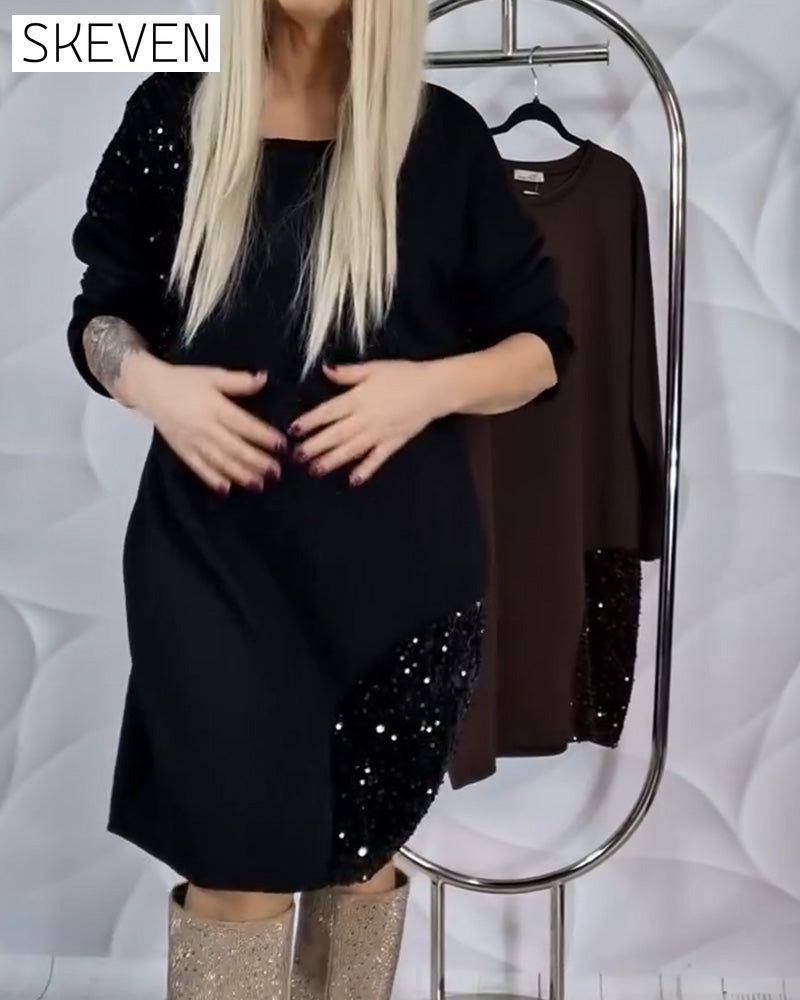 Paillettenkleid mit Rundhalsausschnitt