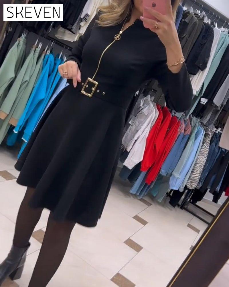 Kleid mit Reißverschluss, schlicht und einfarbig