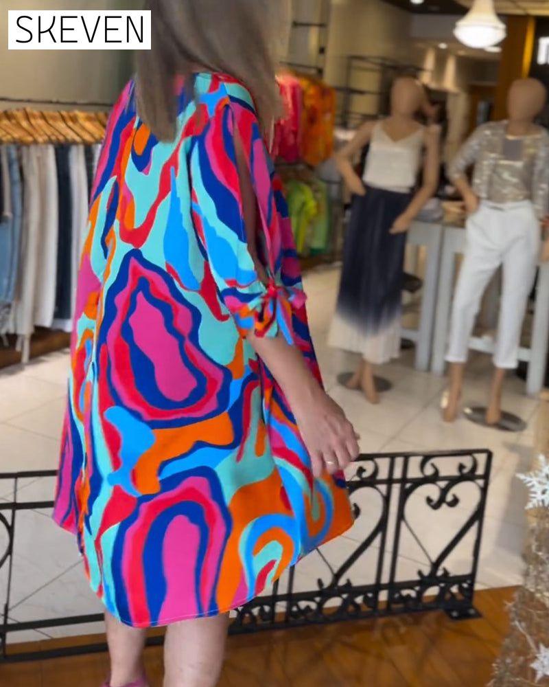 Round Neck Printed Loose Dress