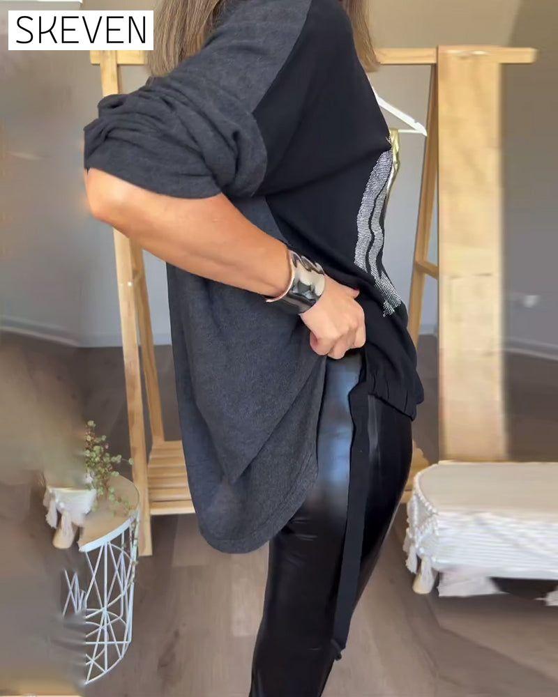 Lässiges Langarm-Top mit Rundhalsausschnitt