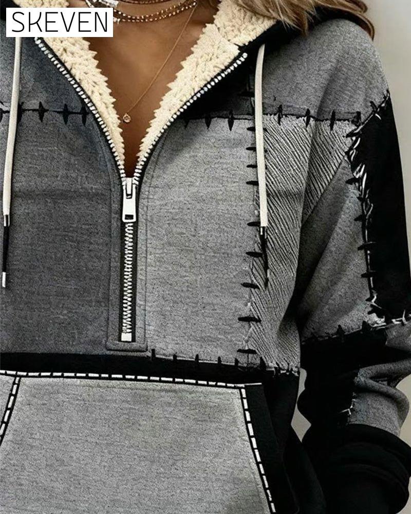 Kapuzenpullover mit halber Reißverschlusstasche