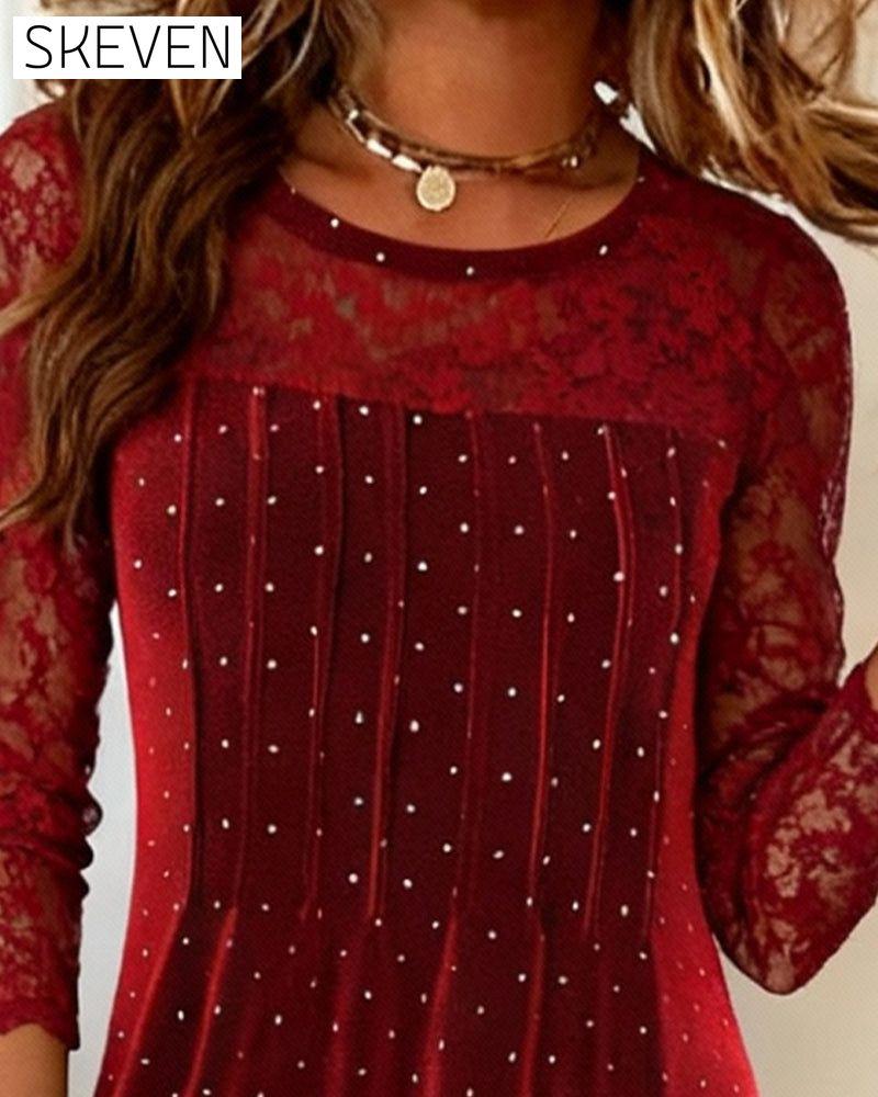 Robe patchwork unie à pois