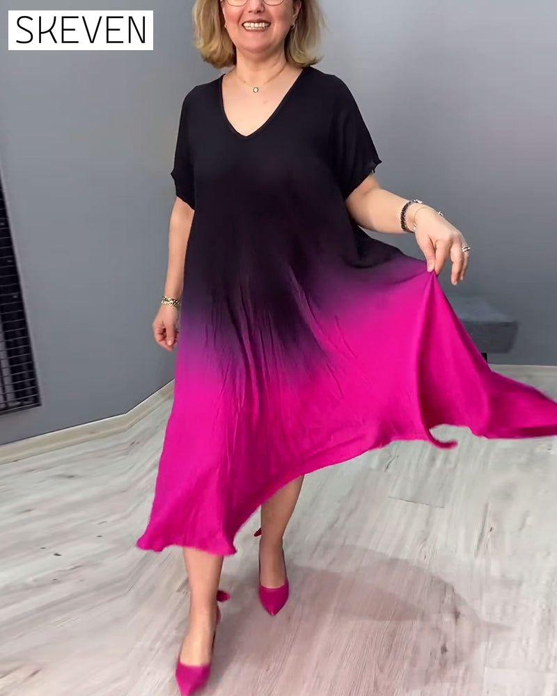 Lässiges Faltenkleid im Ombré-Stil