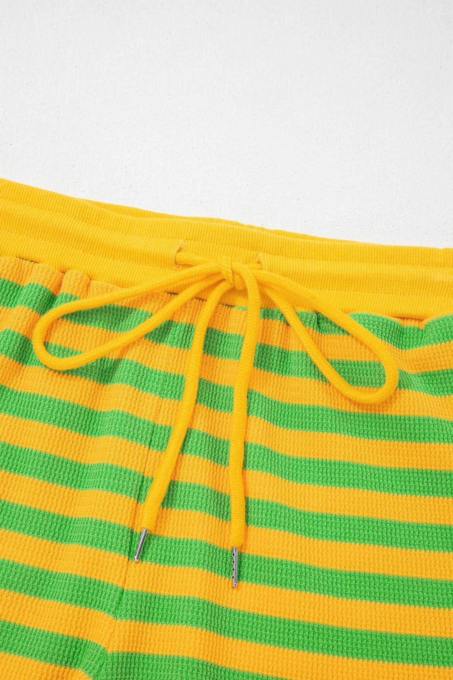 Stripe Puff Sleeve T-Shirt & Drawstring Shorts Set