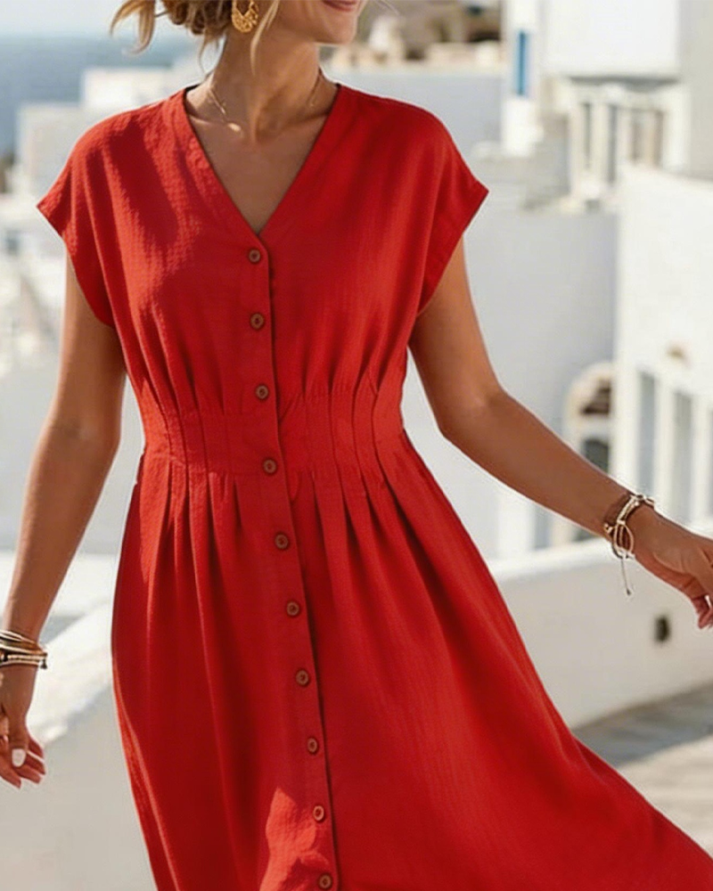 V-Neck Slit Elegant Dress