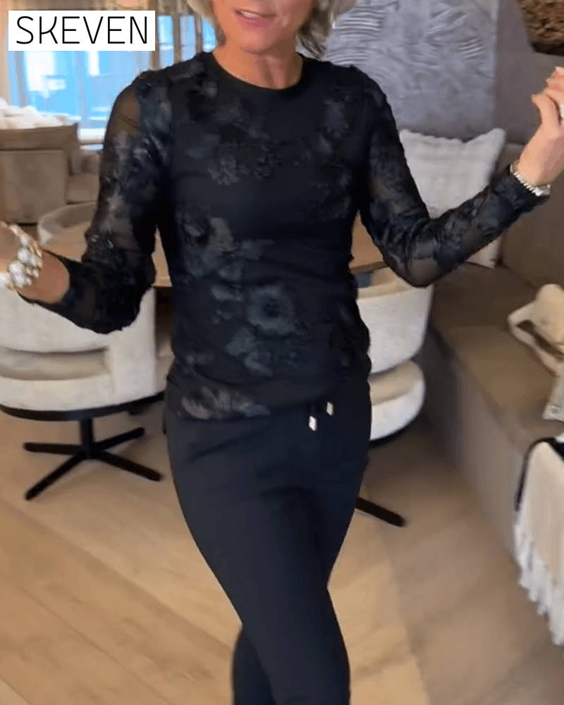 Stylish Round Neck Long-Sleeved Top