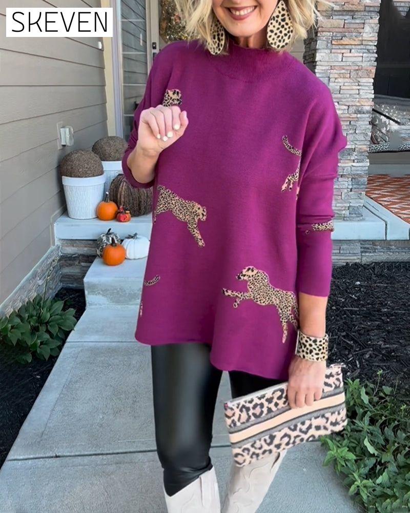 Cheetah pattern loose sweater