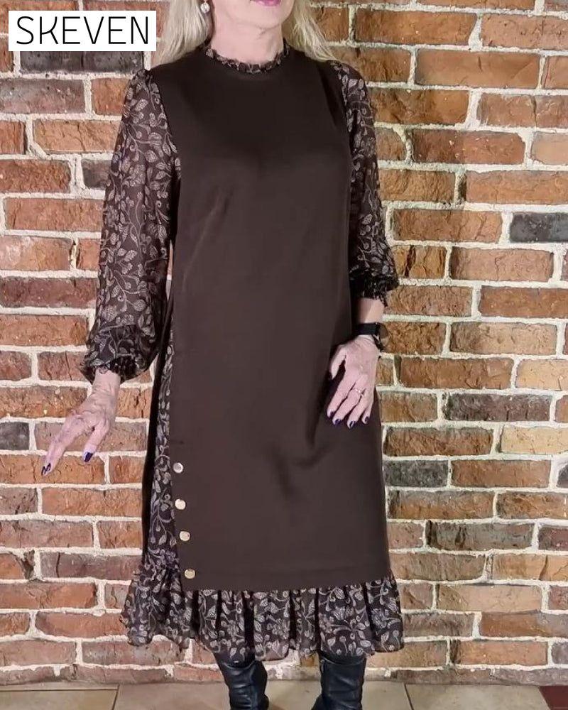 Kleid mit Rundhalsausschnitt und angedeutetem Zweiteiler