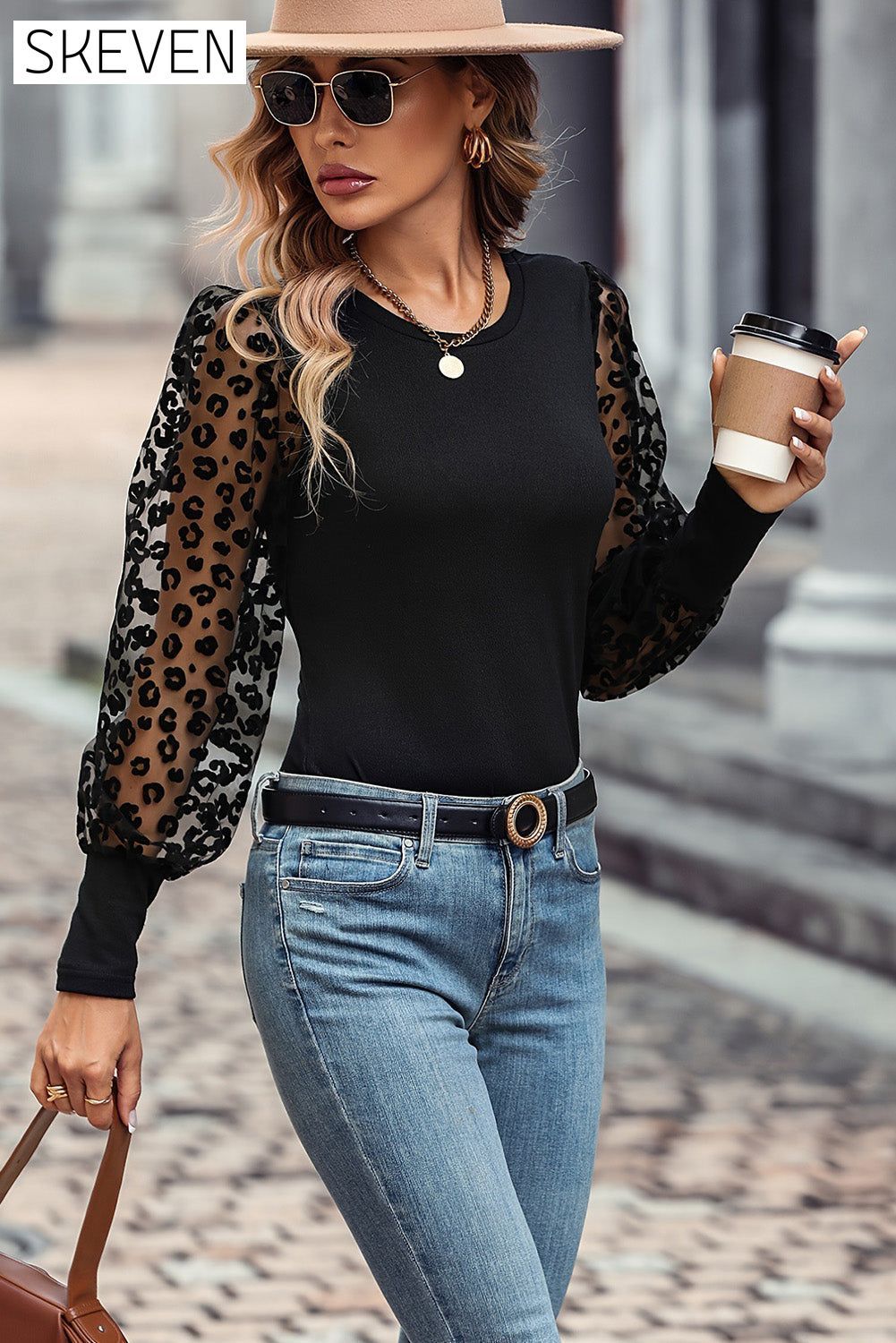 Round Neck Lantern Sleeve Blouse clothes Ship From Overseas SYNZ top tops trend