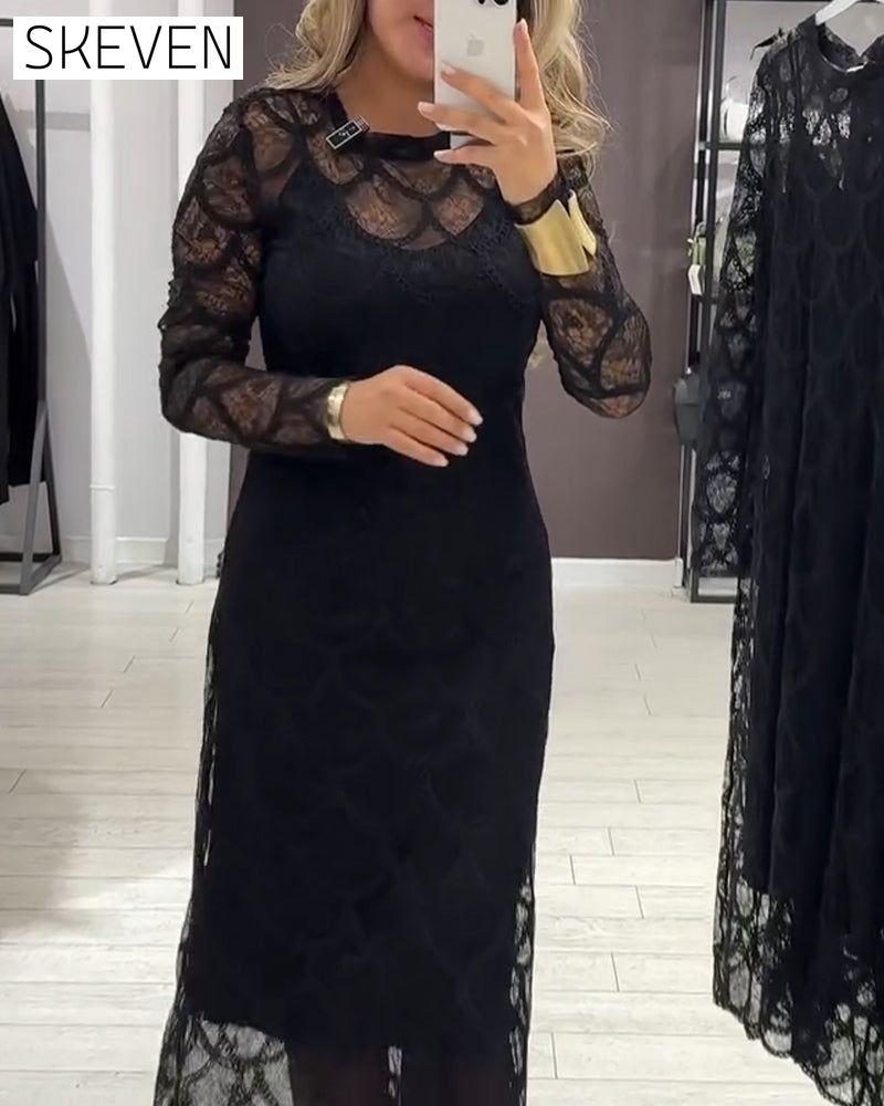 Spitzen-Cover-Up &amp; Cami-Kleid-Set