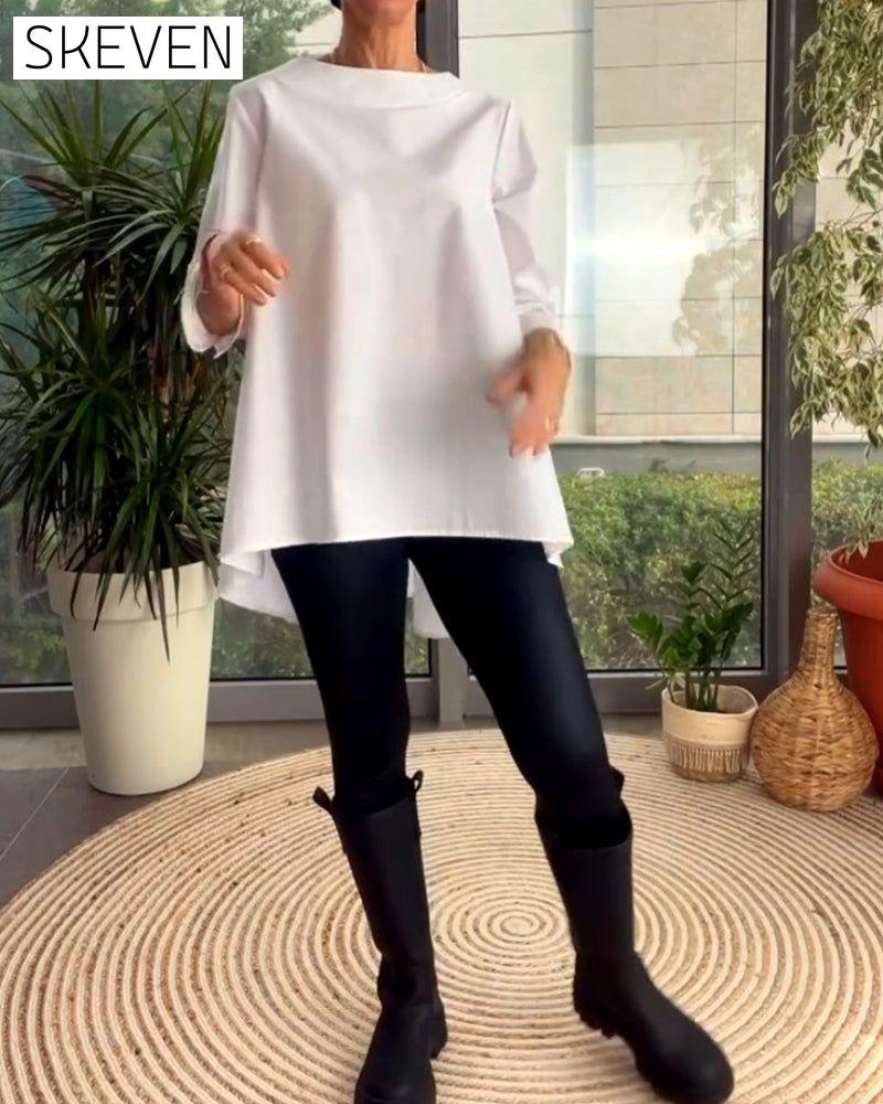 Solid color commuting top