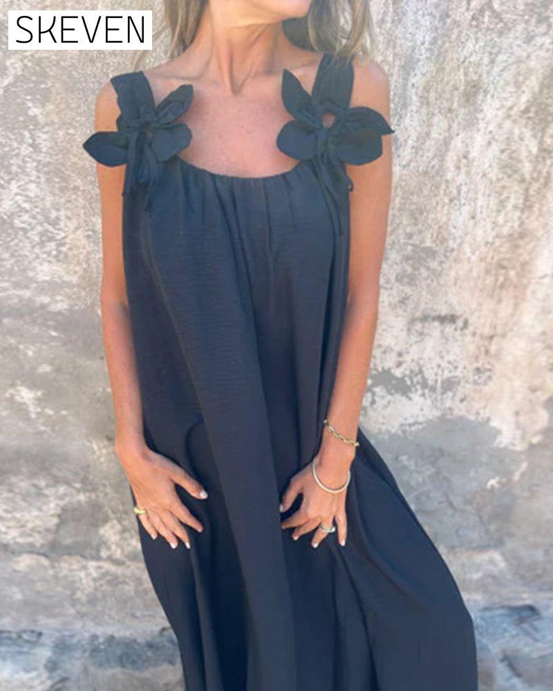 Ärmelloses, einfarbiges, modisches langes Kleid