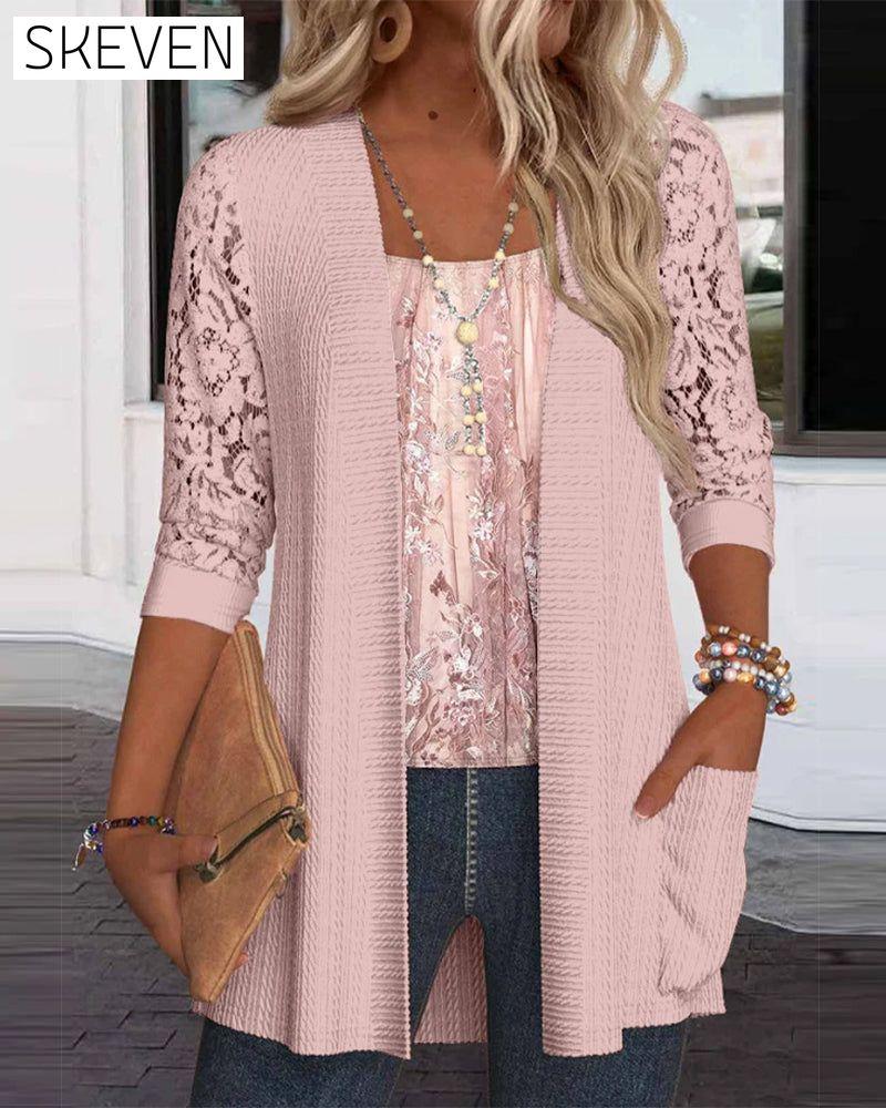 Zweiteiliges Patchwork-Top in Faux-Optik