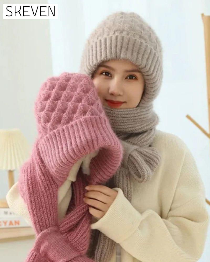 Winter Versatile Knitted Hooded Scarf for Women