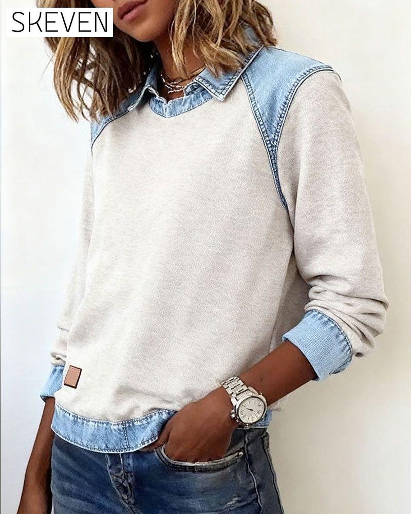 Fashionable Lapel Long-Sleeved Blouse