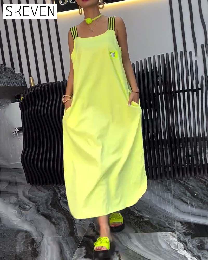 Spliced Suspender Loose Dress