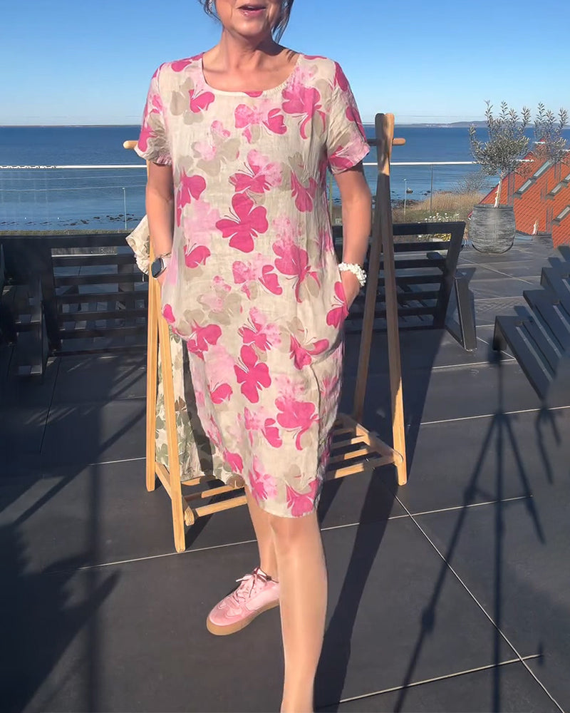 Casual Butterfly Print Dress