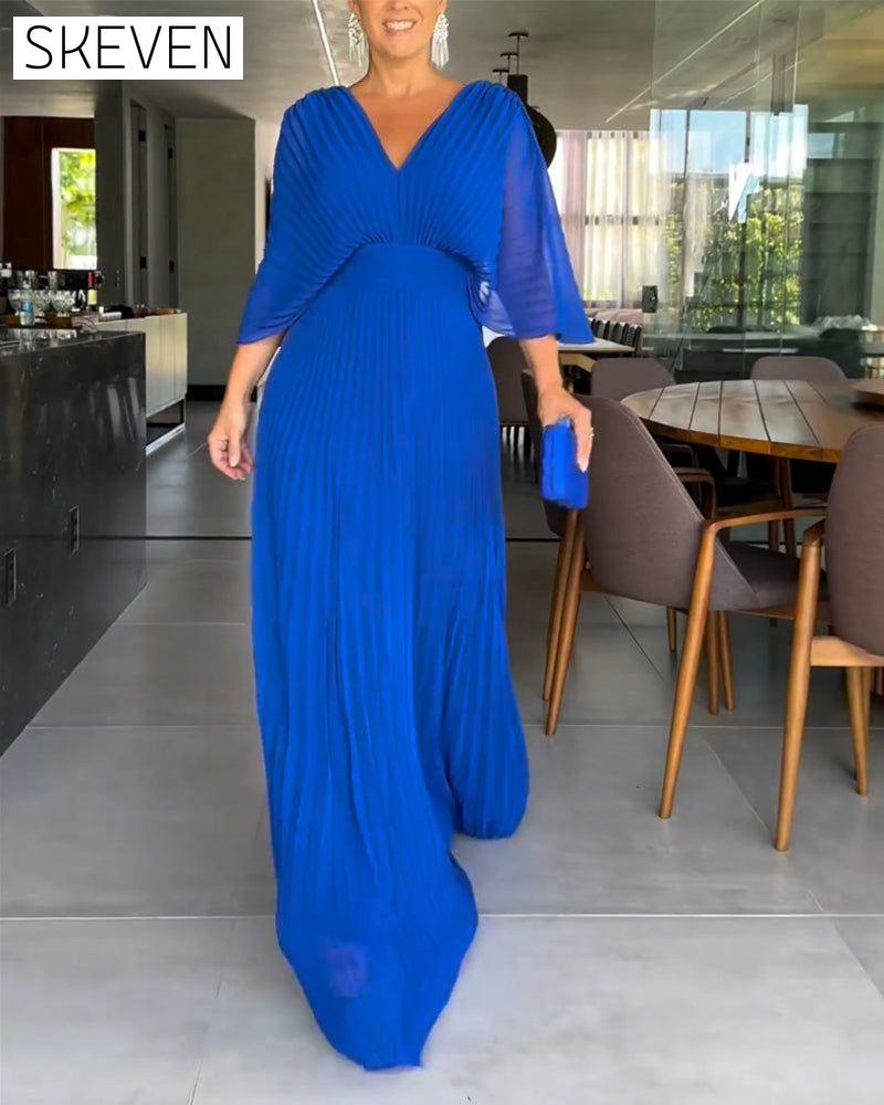 Pleated waist-cinching dress