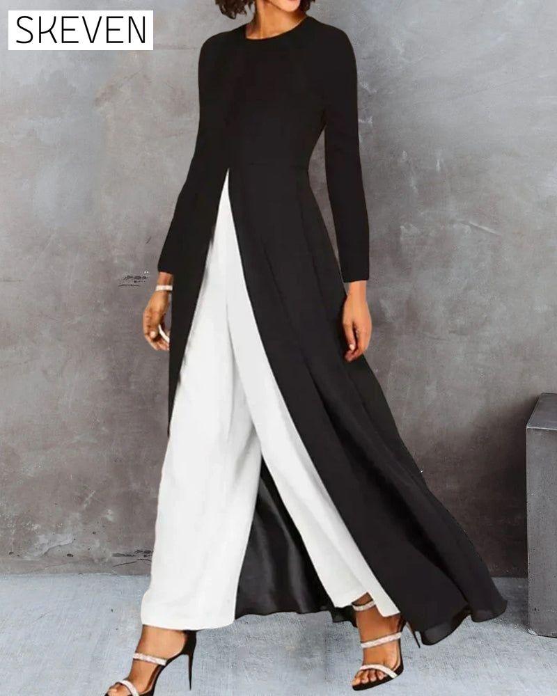 Solid color slit elegant long dress 2023 f/w 23BF casual dresses Clothes Dresses spring