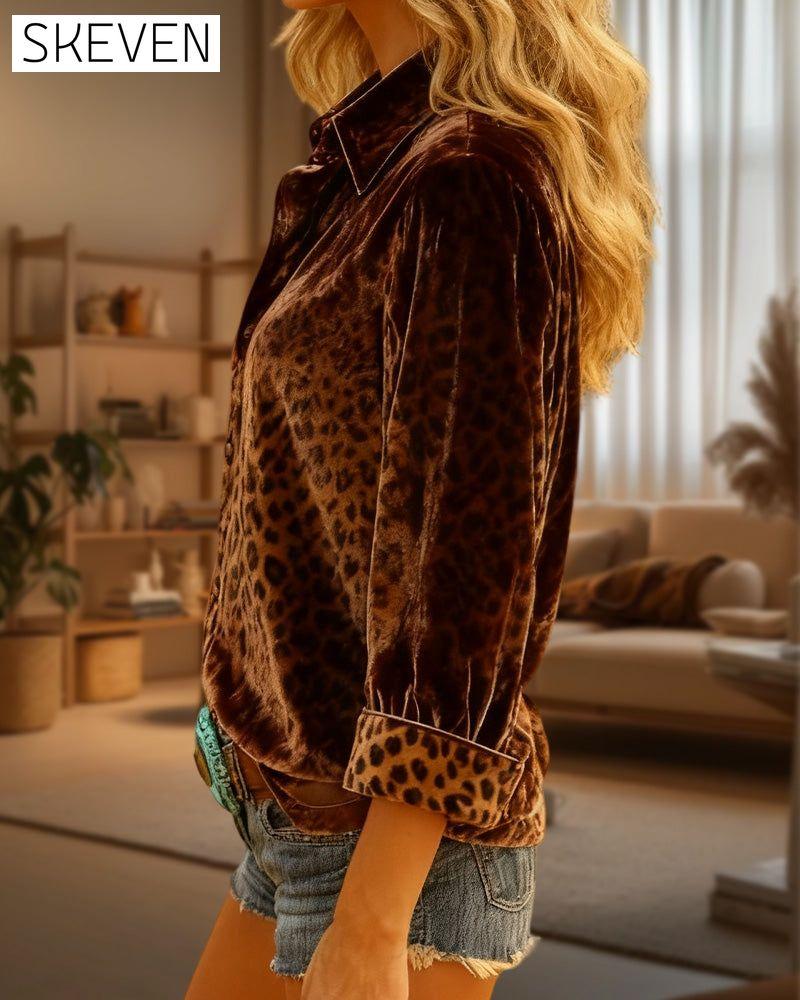 Lapel Fashion Leopard Print Shirt