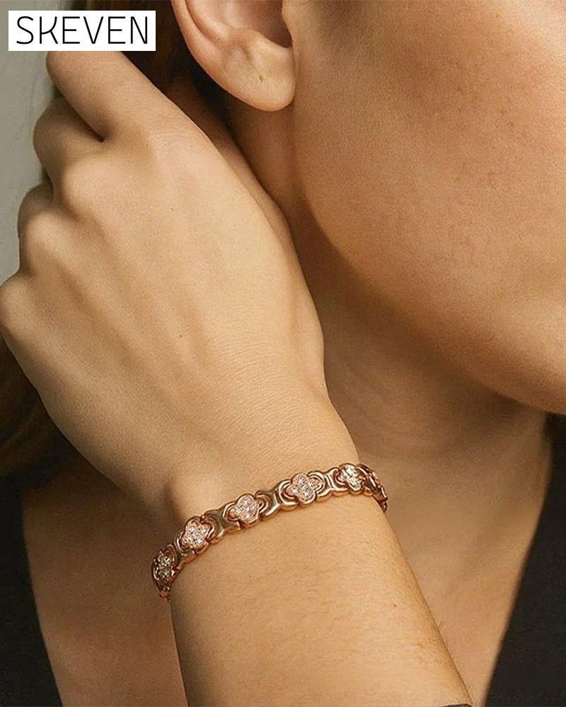 Kupferarmband mit vierblättrigem Kleeblatt 