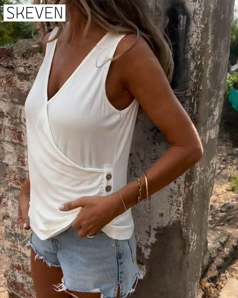 Buttoned and Sleeveless Versatile Vest
