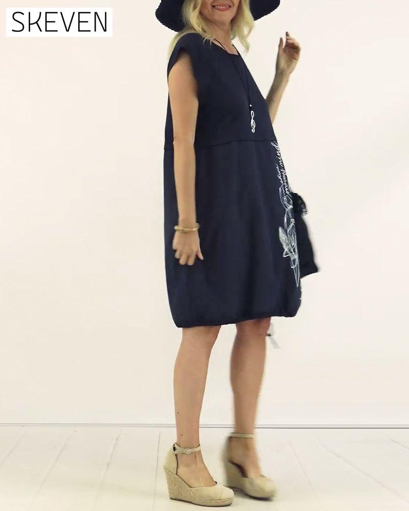 Ärmelloses Kleid mit Rundhalsausschnitt und Printmuster