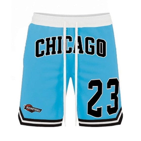 VacationGrabs Men's 23 Chicago Basketball Shorts Blue