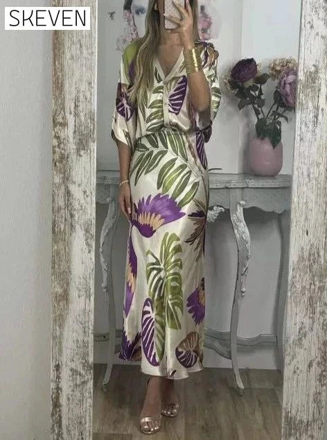 Elegant V-Neck Two-Piece Dress White casual dress casual dresses dress DRESSES maxi dress two TWO PIECES SETS TWO-PIECES