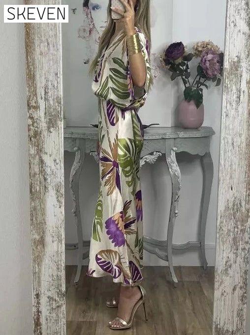 Elegant V-Neck Two-Piece Dress casual dress casual dresses dress DRESSES maxi dress two TWO PIECES SETS TWO-PIECES