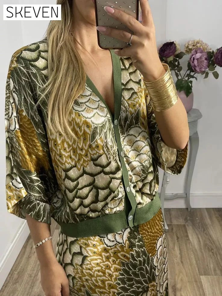 Elegant V-Neck Two-Piece Dress casual dress casual dresses dress DRESSES maxi dress two TWO PIECES SETS TWO-PIECES