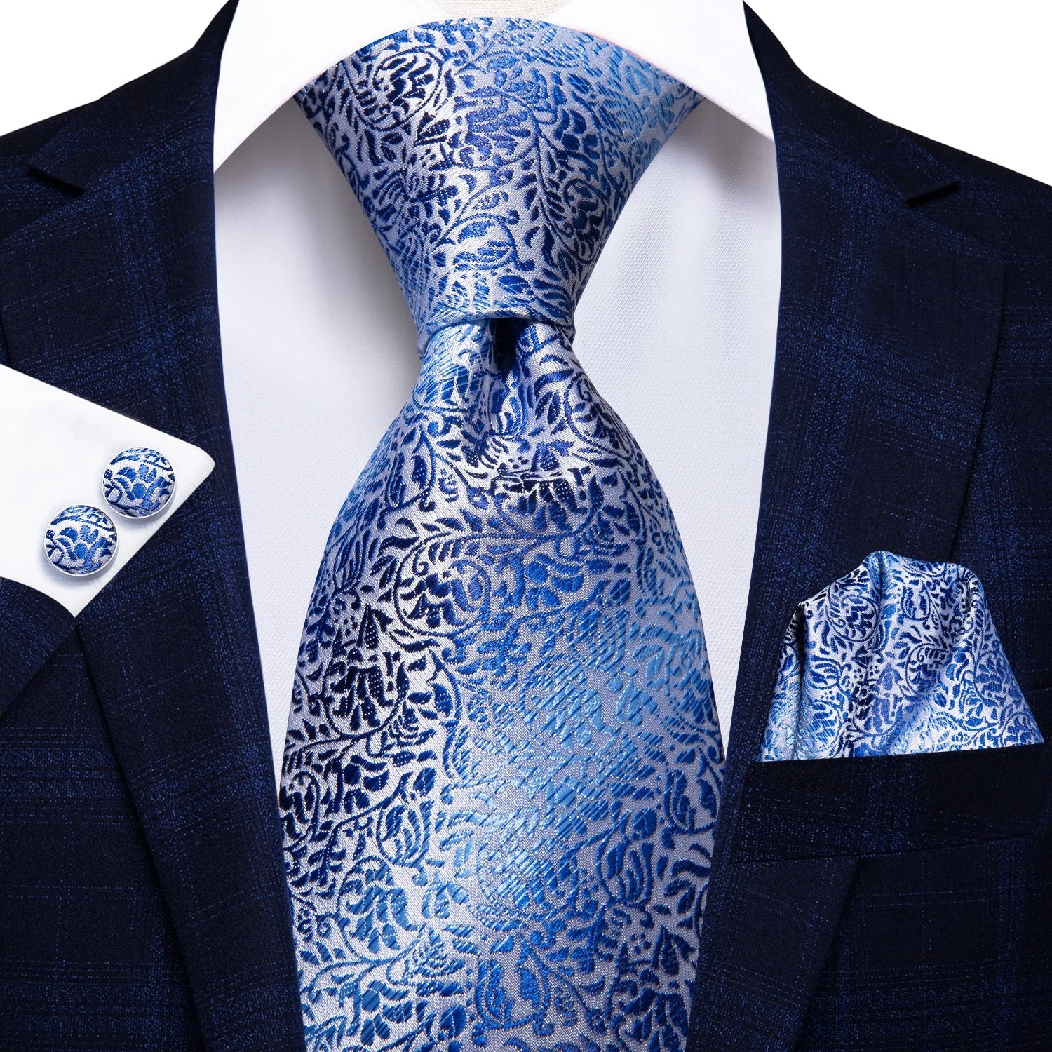 Men's Blue Cufflinks Cufflinks Set with Ties
