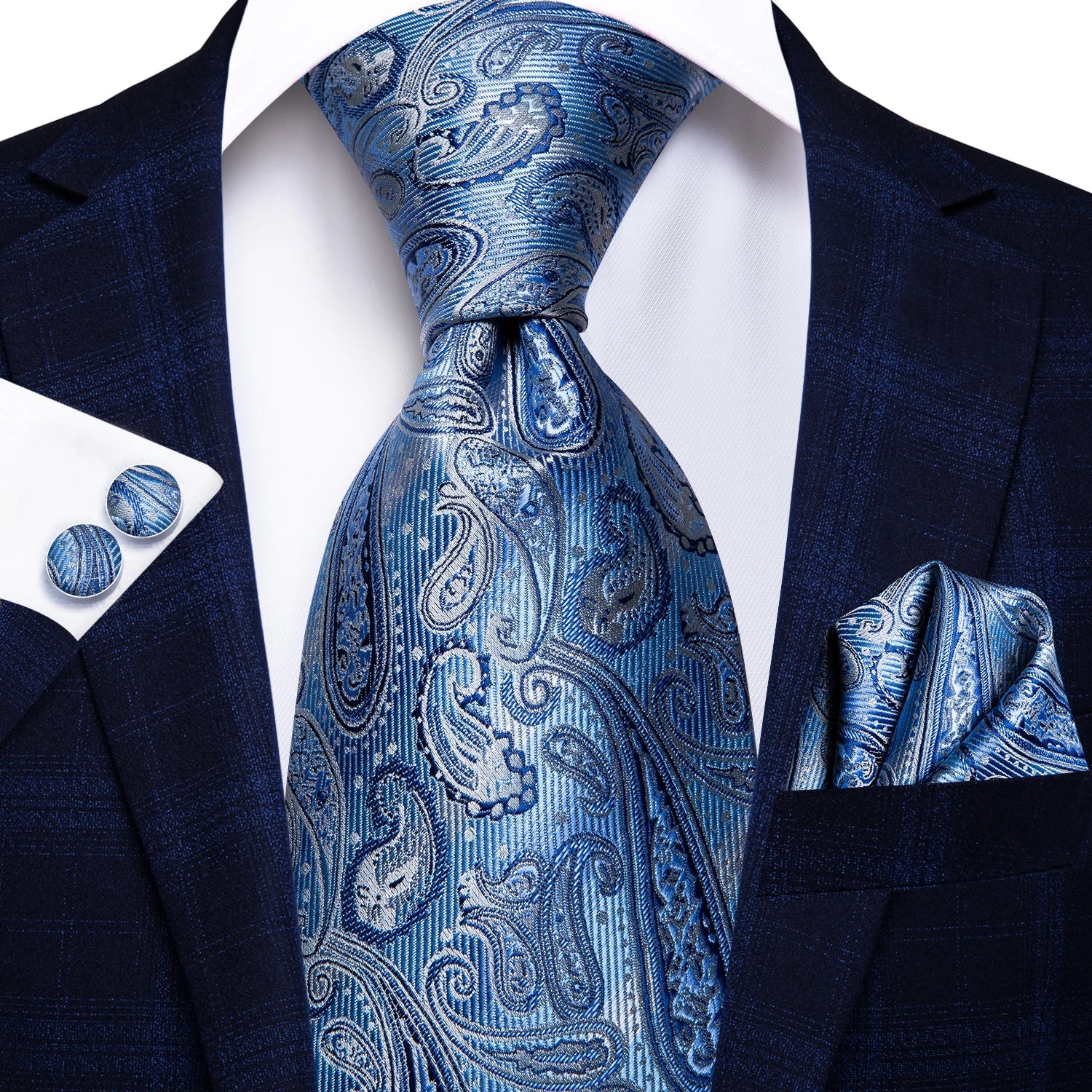 Men's Blue Cufflinks Cufflinks Set with Ties