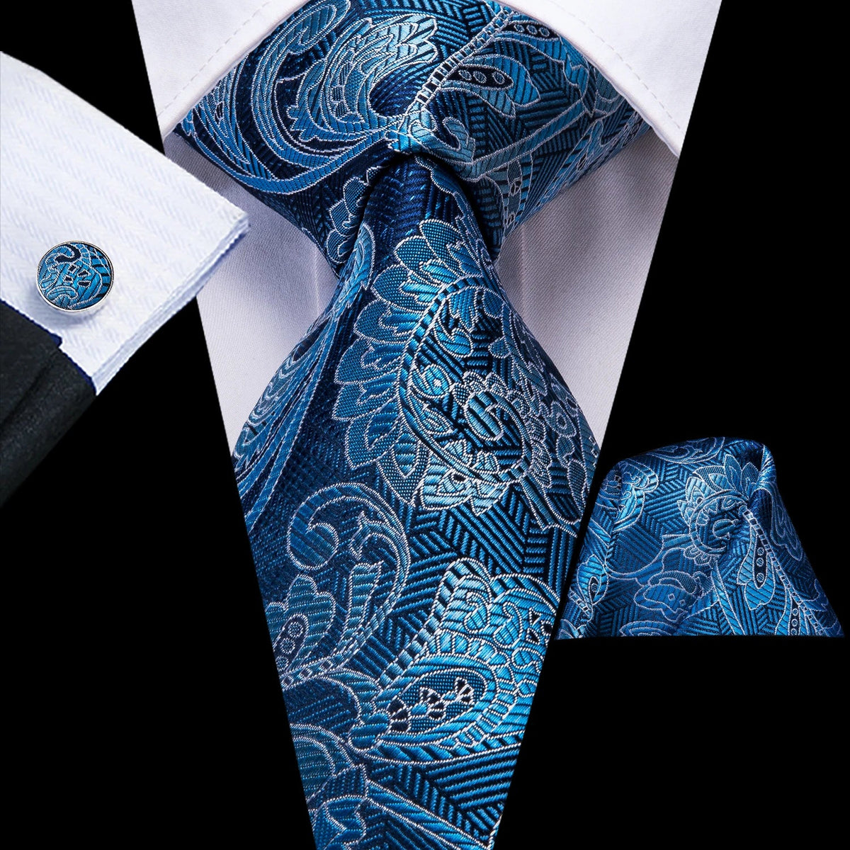 Men's Blue Cufflinks Cufflinks Set with Ties