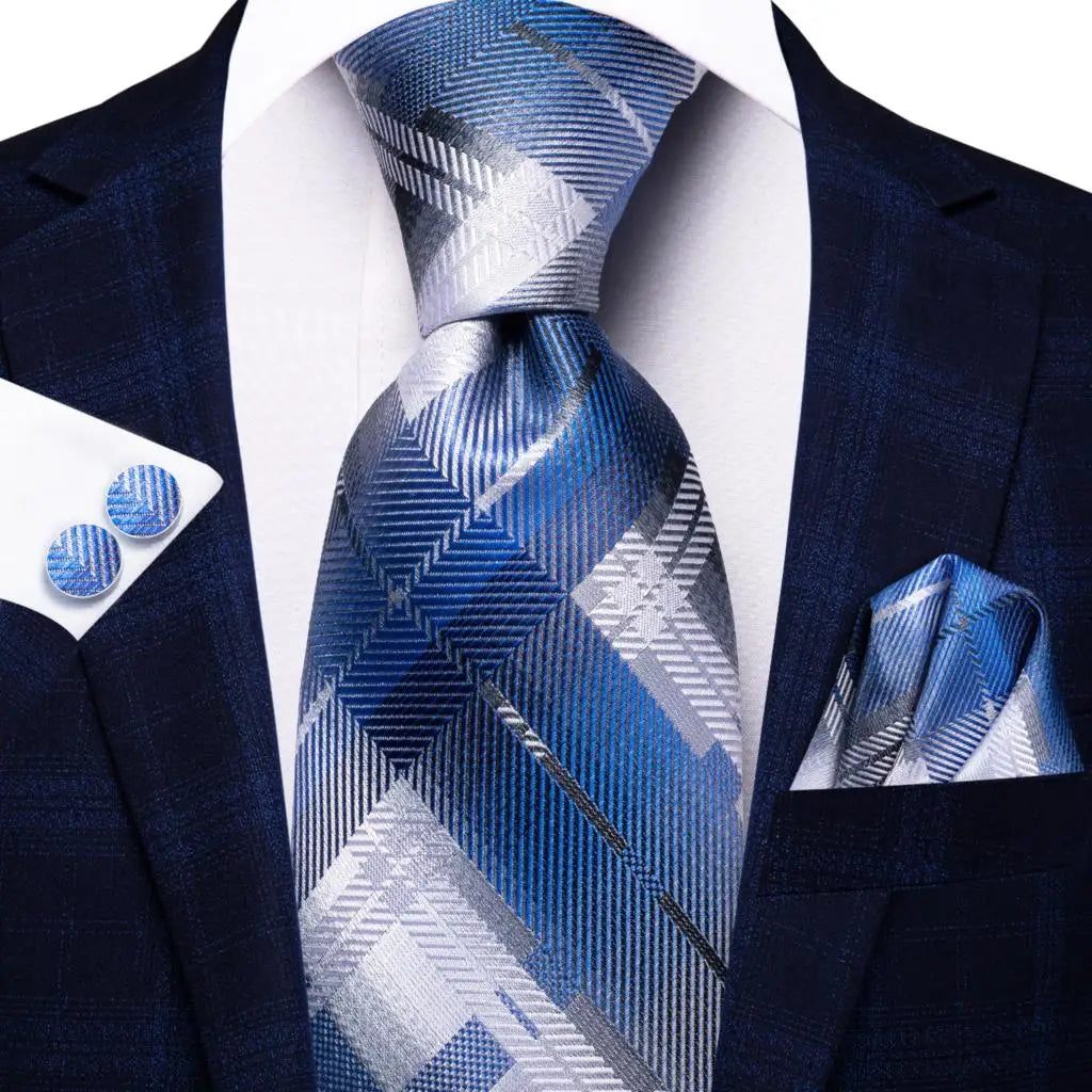 Men's Blue Cufflinks Cufflinks Set with Ties