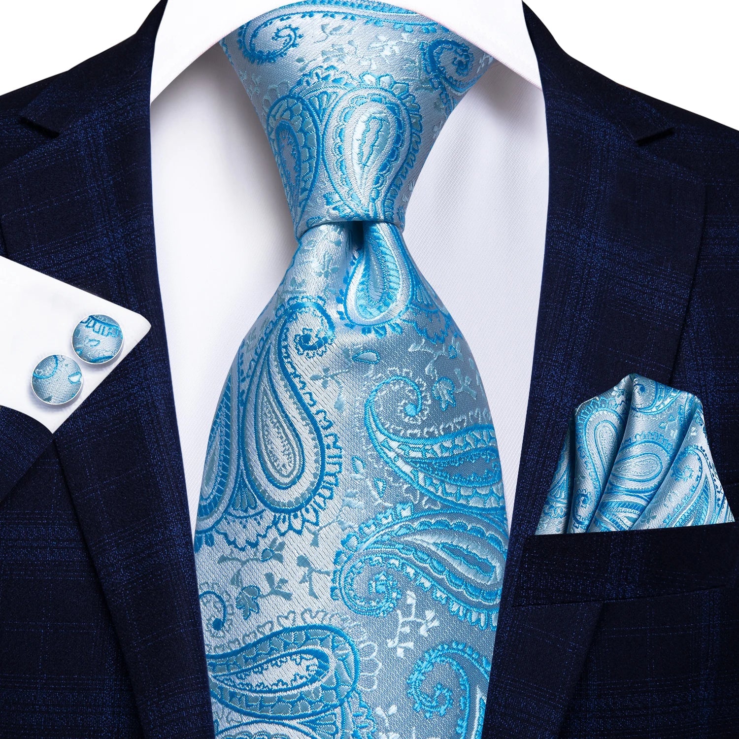 Men's Blue Cufflinks Cufflinks Set with Ties