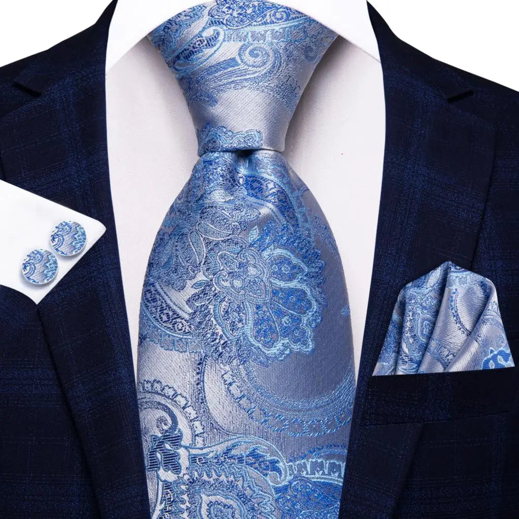 Men's Blue Cufflinks Cufflinks Set with Ties