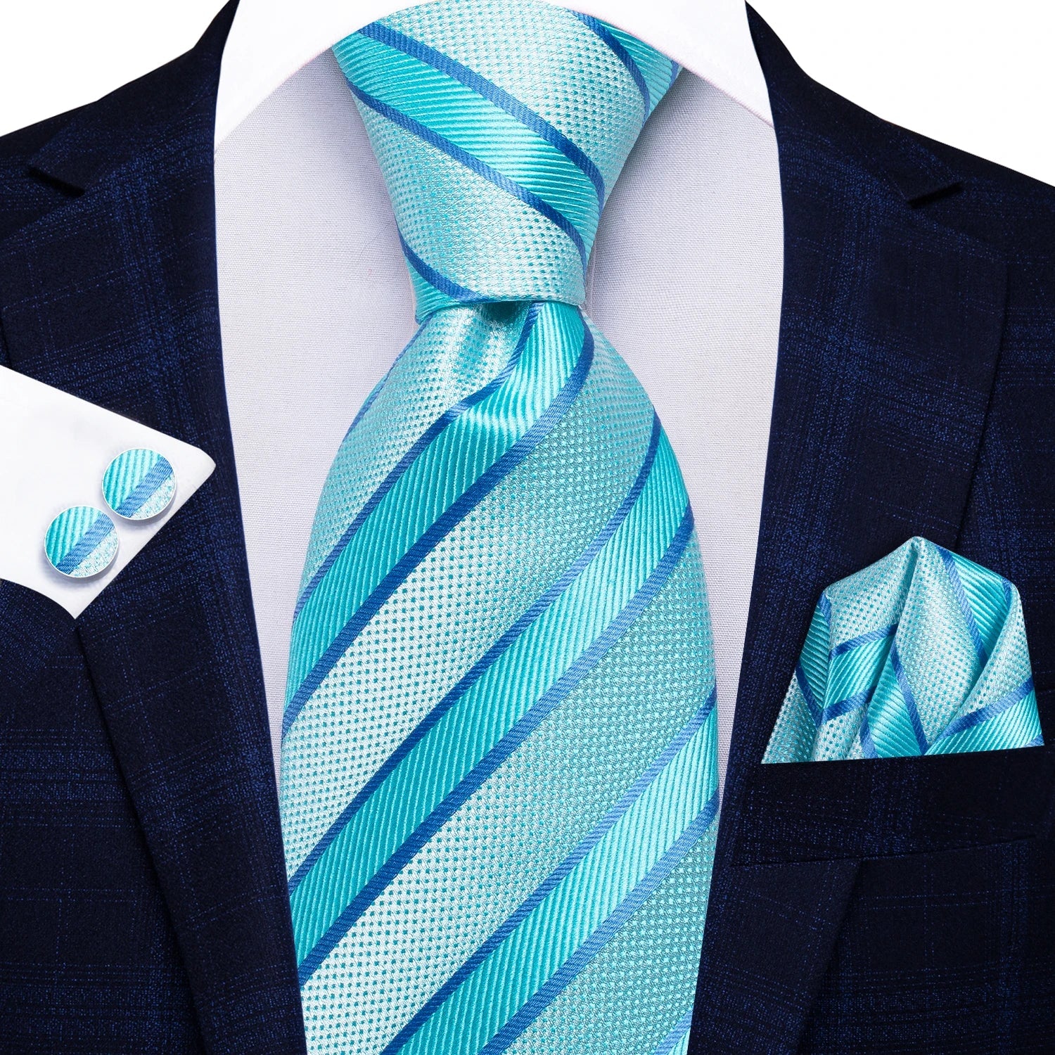 Men's Blue Cufflinks Cufflinks Set with Ties