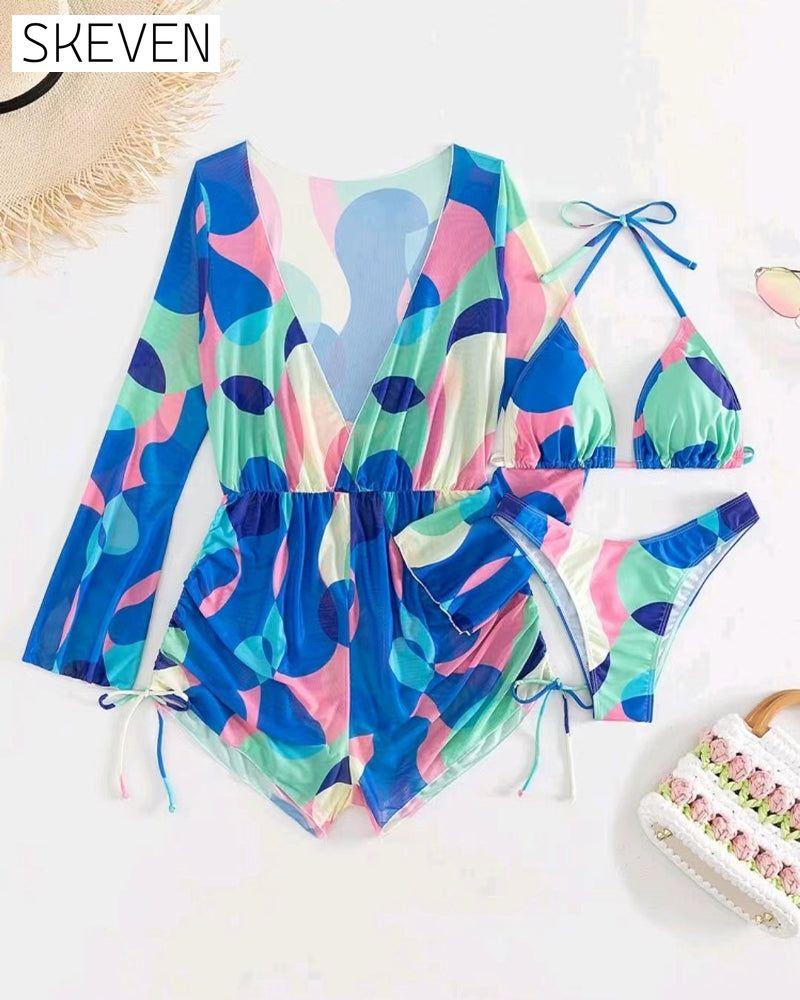 Maillot de bain trois pièces imprimé Cover Up