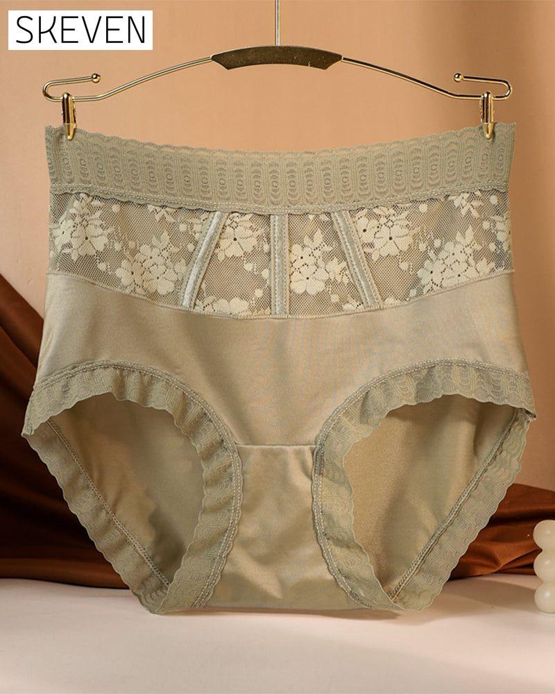 Damen-Slips mit hoher Taille und Spitze