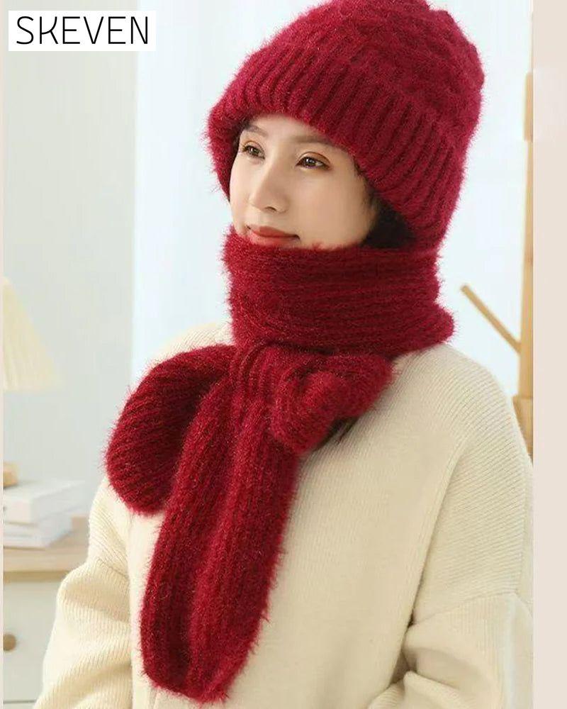 Winter Versatile Knitted Hooded Scarf for Women