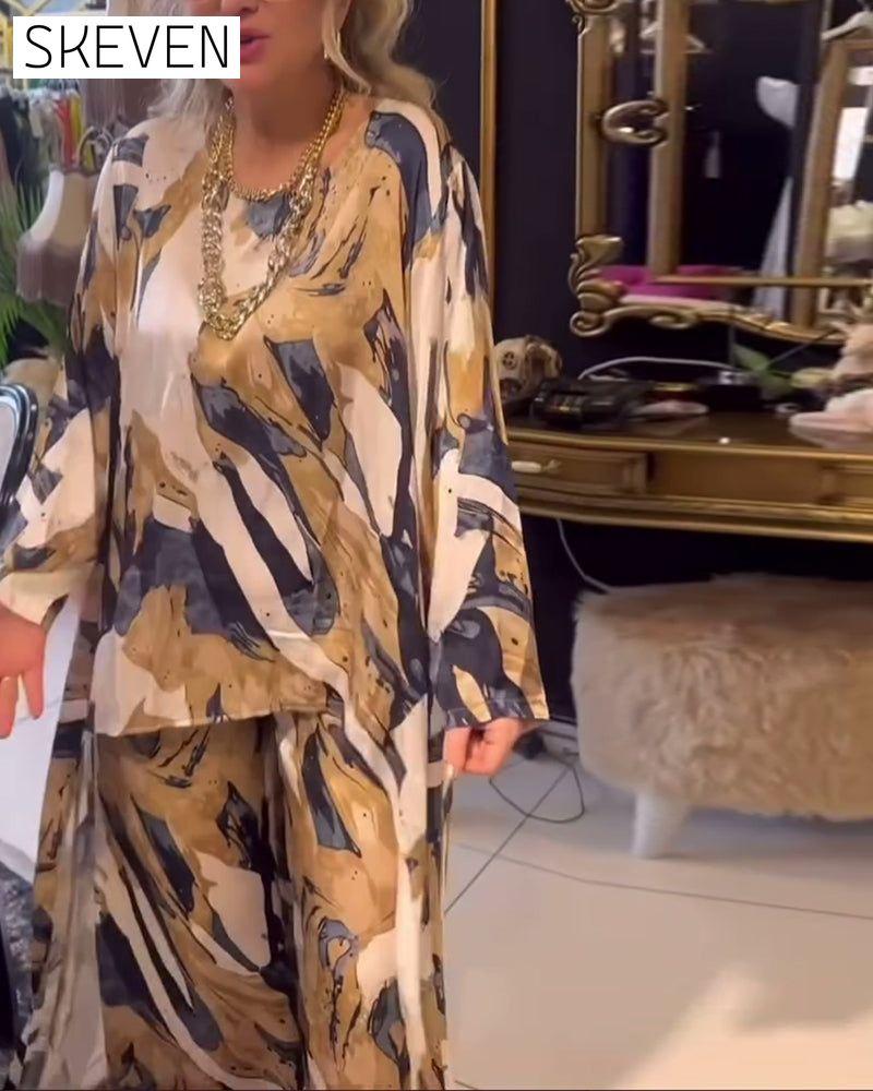 Irregular printed elegant two-piece set