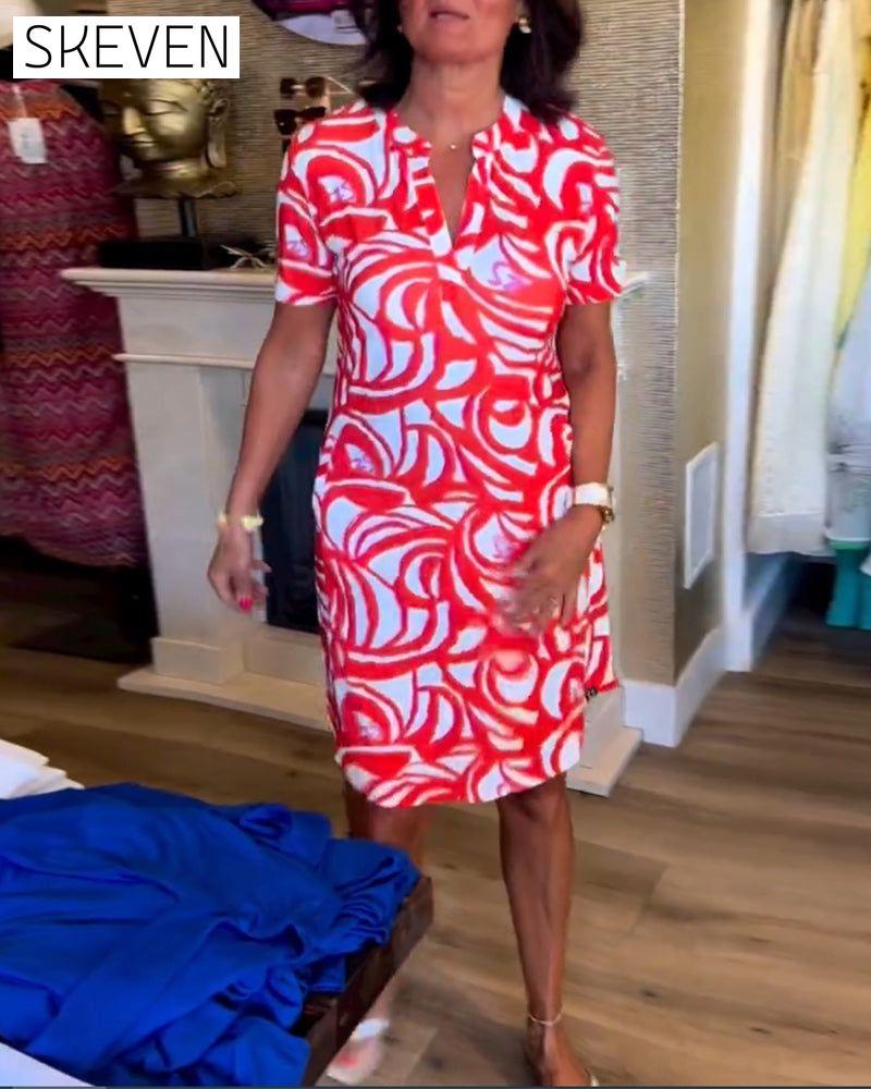 Lässiges Kurzarmkleid mit Print