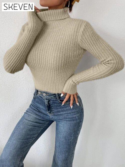 Ribbed Turtleneck Long Sleeve Sweater clothes Ship From Overseas sweater sweaters X.W