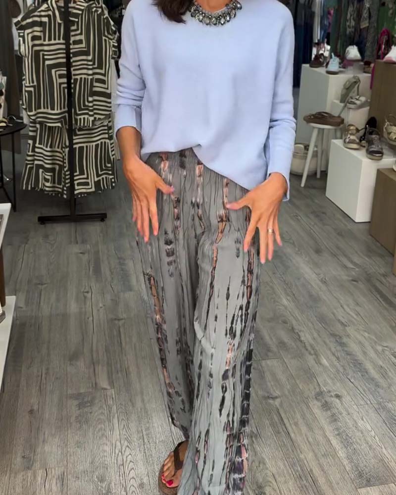 Tie-Dye Print Wide Leg Harem Pant
