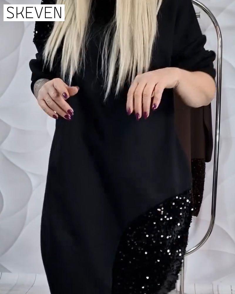 Paillettenkleid mit Rundhalsausschnitt